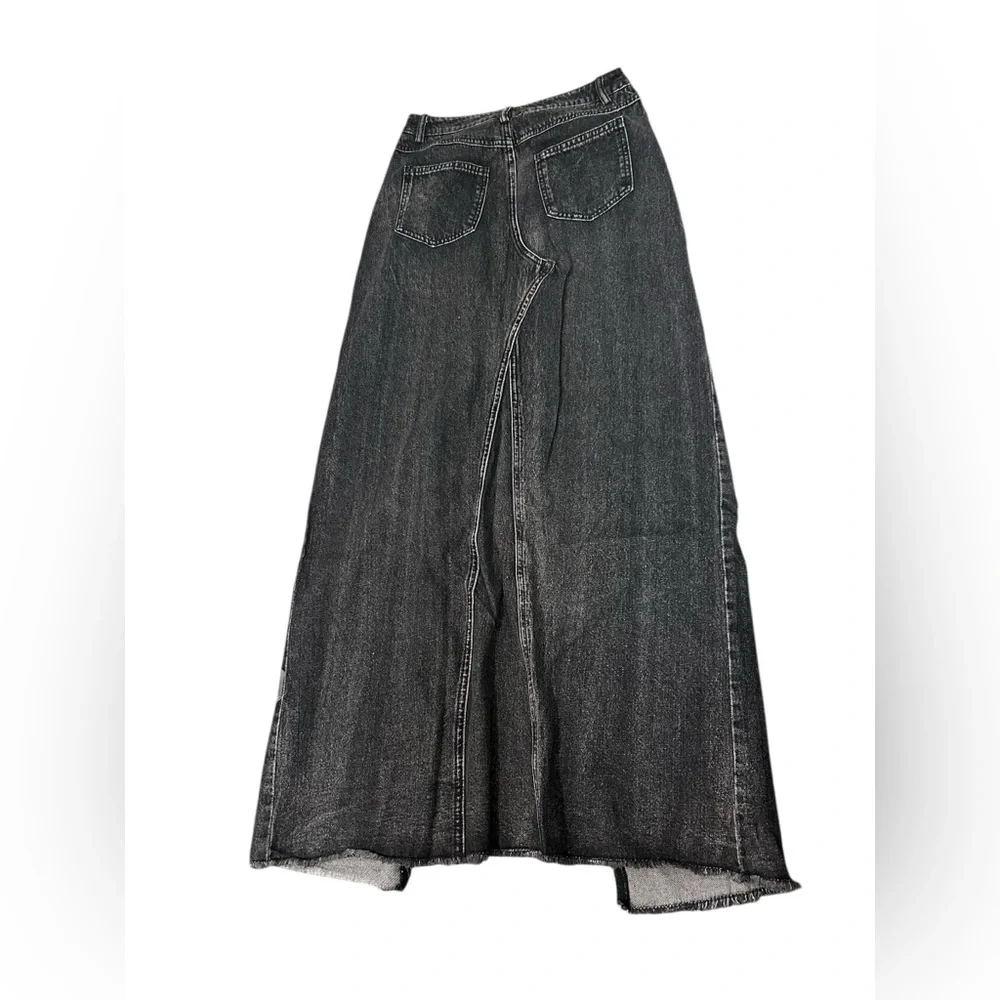 Dressed in Lala Maxi Black Denim Slit Skirt small Casual Fashion Slant NWT - Picture 6 of 10